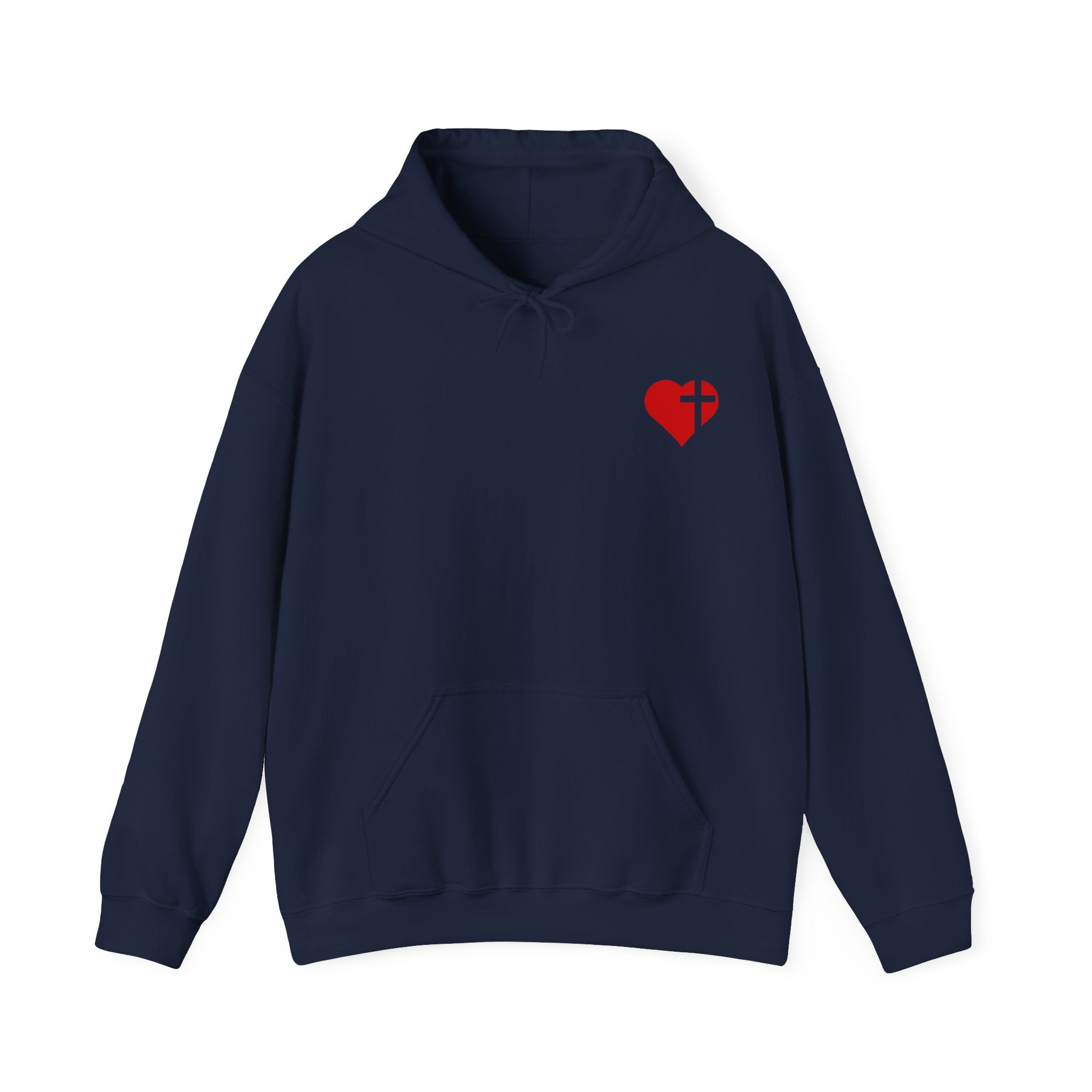 Hoodie — Red Rose Bouquet & Cross Heart Graphic Pullover Jesus hands