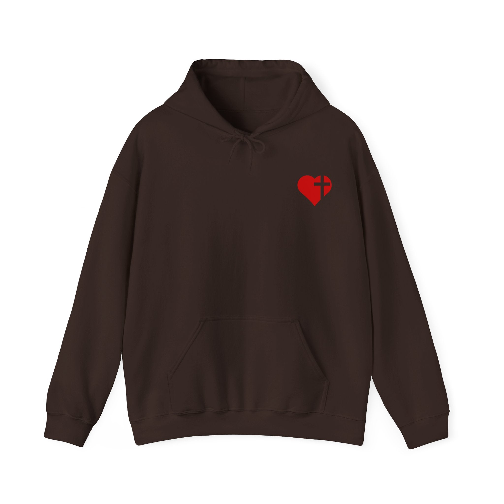 Hoodie — Red Rose Bouquet & Cross Heart Graphic Pullover Jesus hands