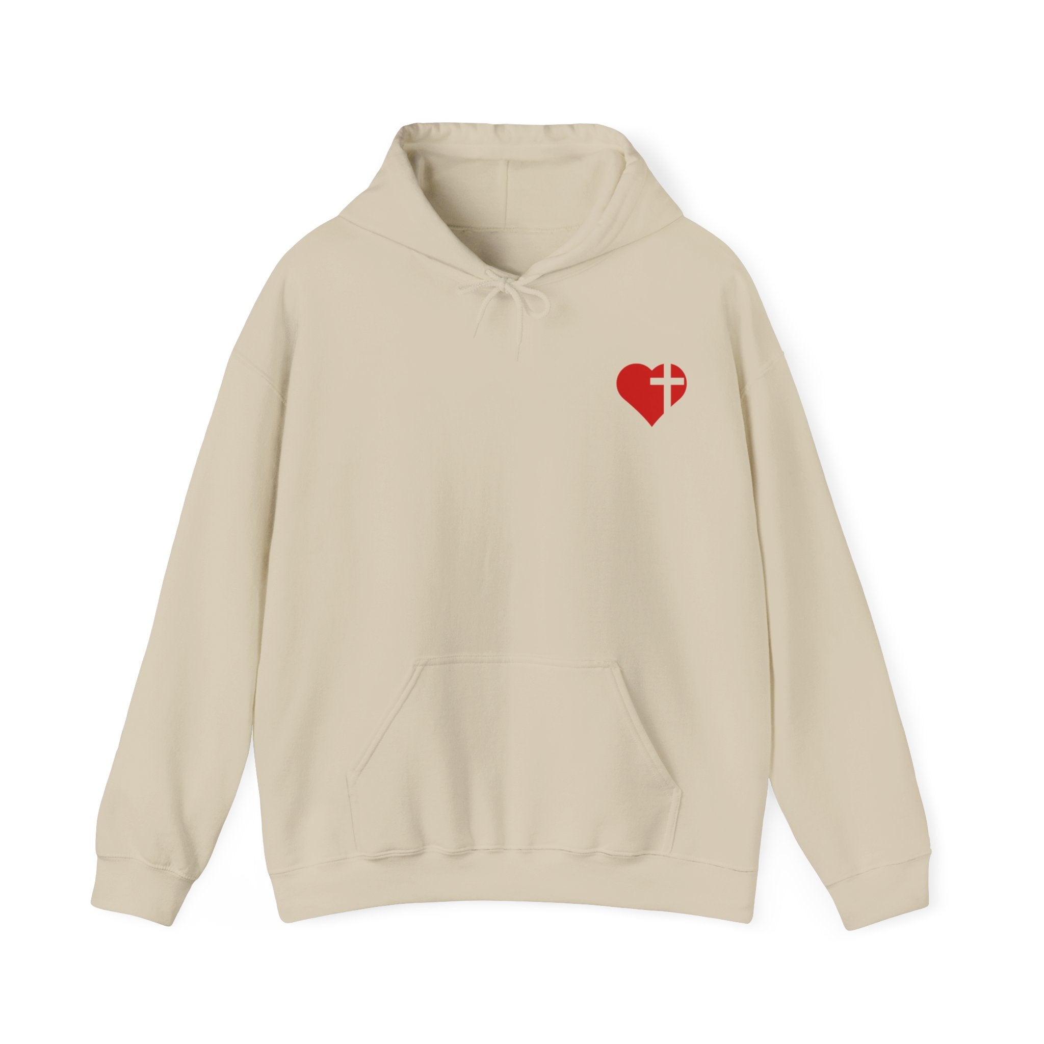 Hoodie — Red Rose Bouquet & Cross Heart Graphic Pullover Jesus hands